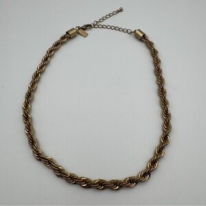 Canvas Necklace 16-19” Adjustable Gold Tone Rope Chain Chunky Statement